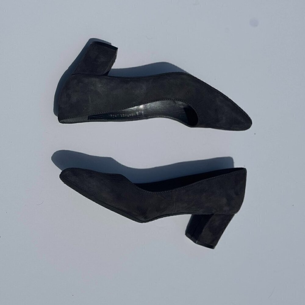Eric Michael Shoes Heels Size 7.5 Black Gray women's suede pointy toe shoe 38 EU - Picture 8 of 12